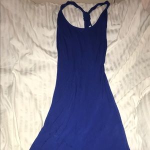 Dark blue midi sun dress.